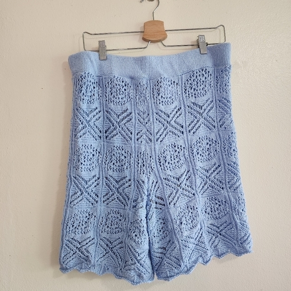 NWT Mango Blue Bohemian Crochet Cova Co Ord Set Sweater Shorts XL - Picture 13 of 13